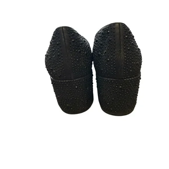 Adrienne Vittadini Shoes Womens 8M Fiona Slip On Pump Black Faux Leather Studded - Picture 4 of 7